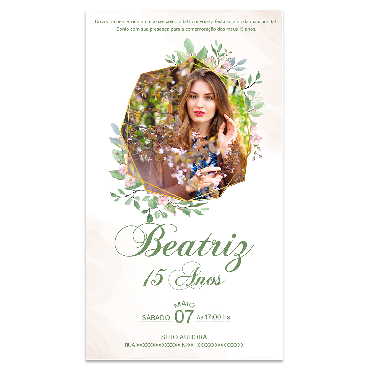 Convite 15 Anos Digital com Foto Flores da Primavera - Imagem 3